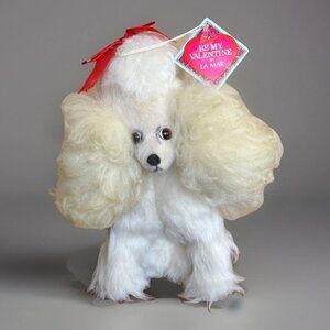 Vintage Made USA Be My Valentine LA MAR Toy Co White Dog Poodle 10.5” Tag